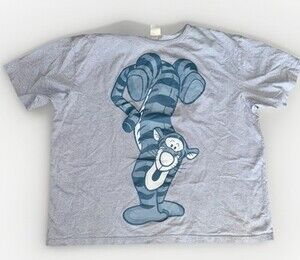 Disney Store Tigger Graphic Unisex Adult Blue Gray Short Sleeve Cotton Tee  XXL